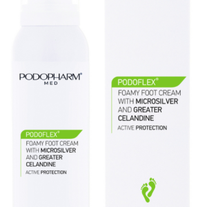 PODOPHARM PODOFLEX Foamy Foot Cream – vahtkreem jalgadele mikrohõbeda ja vereurmarohuga, mis niisutab ja kaitseb nahka